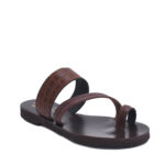 Ioannis καφε κροκο δερματινα σανδαλια