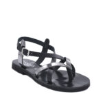 Ioannis μαύρα δερμάτινα σανδάλια