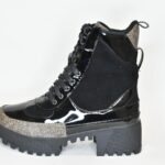 Μποτάκια με Λουστρίν τεχνόδερμα και Castor Μαύρα