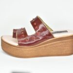 ΚSPPL O2 Μπορντω Δερματινη Παντοφλα/Πλατφορμα με Διακοσμητικες Πετρες