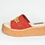 ΚSPPL 04 Koκκινη Castor Δερματινη Πλατφορμα με διακοσμητικη Χρυση Κορωνα στο Κουτεπιε