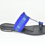 KSFPD 001 Δερματινες Παντοφλες με Κροσια Μπλε