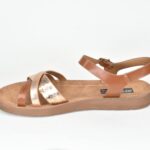 Aνατομικα Πεδιλα με Λουρακια Καμελ/Χρυσο