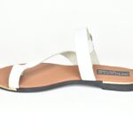 KSFP 04 Λευκη Δερματινη Παντοφλα με Διαγωνιο και Δαχτυλο