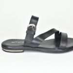 KSFP 05 Μαυρη Δερματινη Παντοφλα με Διαγωνιο και Δαχτυλο