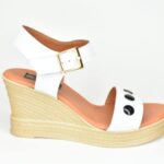 ΚSPL O8 Λευκη Δερματινη Πλατφορμα με Διακοσμητικες Περλες