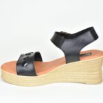 ΚSPL O8 Μαυρη Δερματινη Πλατφορμα με Διακοσμητικες Περλες