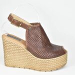 ΚSPL 2022 Δερματινες Πλατφορμες με Διατρητο Δερμα/Καφε-Chocola