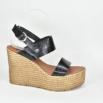 ΚSPL 029 Χειροποιητες Πλατφορμες Πεδιλα με Δερμα Φιδιου/Μαυρο