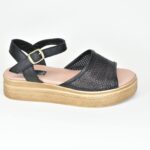 ΚSPL O200 Δερματινα Πεδιλα με Διατρητο Δερμα/ Μαυρο