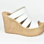 ΚSPL 025 Χειροποιητες Πλατφορμες με Μεγαλες Λωριδες στο Κουτεπιε/ Λευκο Δερμα