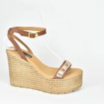 ΚSPL 026 Χειροποιητες Πλατφορμες Πεδιλα με Κεντηματα και Strass/Ταμπα