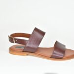 KSF 0024 Μπορντω/Καφε Δερματινα Πεδιλα με Διπλη Μπαρετα