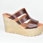 ΚSPL 023 Χειροποιητες Πλατφορμες με Μεγαλο Πλεγμα στο Κουτεπιε/Chocolate Ιριδιζων Δερμα