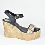 ΚSPL 027 Χειροποιητες Πλατφορμες Πεδιλα με Κεντηματα και Strass-2/Μαυρο