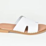 Δερματινες Παντοφλες Artistic με Μεγαλη Φασα/Λευκο