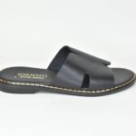 Δερματινες Παντοφλες Artistic με Μεγαλη Φασα/Μαυρο