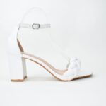 Πεδιλα ART 005 Λευκα με Πλεξουδα και Φαρδυ Τακουνι