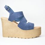 Χειροποιητες Δερματινες Πλατφορμες Castor Artistic 1133-10 Blue Jean