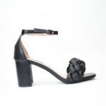 Πεδιλα ART 9523 Μαυρο με Πλεξουδα και Φαρδυ Τακουνι