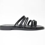 Χειροποιητες Δερματινες Παντοφλες με Διακοσμητικα Strass Artistic 160 Mαυρο