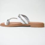 Χειροποιητες Δερματινες Παντοφλες με Διακοσμητικα Strass Artistic 161 Λευκο