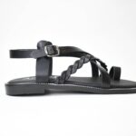 αυρo/BlackΧειροποιητα Δερματινα Πεδιλα με Ανατομικο Πελμα και Πλεξουδα στο Κουτεπιε/2108-17 Mαυρο/Black