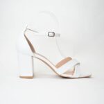 Πεδιλα ART 2123 Λευκα με Χιαστι και Φαρδυ Τακουνι