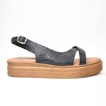 Χειροποιητα Δερματινα Πεδιλα με ανατομικο πελμα Artistic 148-02 Mαυρο