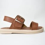 Χειροποιητα Δερματινα Πεδιλα Flatform με Μεγαλη Τοκα Artistic 590-05 Ταμπα/Taba