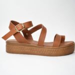 Χειροποιητα Δερματινα Πεδιλα Artistic 2111-D με Διαγωνιο και Δαχτυλο Ταμπα