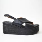 Χειροποιητες Δερματινες Πλατφορμες  Artistic 1103-03 Μαυρο