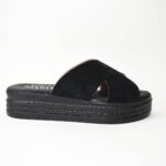 Χειροποιητες Δερματινες Παντοφλες Castor Χιαστι Artistic 1020 Μαυρο