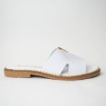 Δερματινες Παντοφλες Artistic με Διακοσμητικo V/ 2108-11 Λευκο