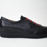 Χειροποιητα Δερματινα Sneakers με Ανατομικο Πελμα και Κορδονια Λαστιχου  1977 Black/Μαυρο