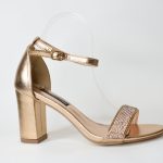 Πεδιλα με Baretta strass και  Κλειστη Φτερνα LL 1178 Χαλκινο/Σαμπανι