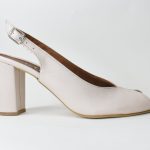 Δερματινα Πεδιλα Pip toe Classic με Φαρδυ Τακουνι 8.5 cm Artistic 023 Μπεζ/Beige