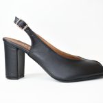 Δερματινα Πεδιλα Pip toe Classic με Φαρδυ Τακουνι 8.5 cm Artistic 023 Μαυρο/Black