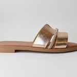 Δερματινες Παντοφλες 132 Hermes με Ανατομικο Πελμα και Διακοσμητικα Strass/Xαλκος/Bronze