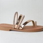 Χειροποιητες Δερματινες Παντοφλες με Δερμα Καθερευτη και Strass Ιoannis 131 Χαλκος/Bronze