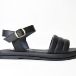 Χειροποιητα Δερματινα Πεδιλα Flatform με Capitone Δερμα Artistic 590-46 Μαυρο/Black