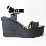 Χειροποιητες Δερματινες Πλατφορμες με Ιριδιζων Δερμα και Λουστριν Artistic 1133-35 Mαυρο/Black