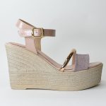 Χειροποιητες Δερματινες Πλατφορμες με Ιριδιζων Δερμα και Λουστριν Artistic 1133-35 Nude/Rose Gold