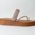 Χειροποιητες Δερματινες Παντοφλες με Μεγαλη Baretta Strass Artistic 203 Xαλκος/RoseGold