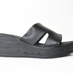 Παντοφλες/Πλατφορμες με Διατρητη Δερματινη σε σχημα Η/ H5723 Mαυρο/Black