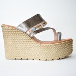 ΚSPL 2023-2 Χειροποιητες Πλατφορμες Παντοφλες με Κεντηματα και Strass/Aσημι-Silver