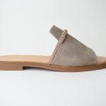 Χειροποιητες Δερματινες Παντοφλες Castor με Strass με Αλυσιδα Strass Artistic 2108-10 K Μπεζ/Beige