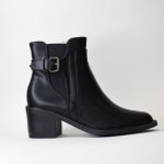 Μποτακια Casual με Λαστιχο Αστραγαλου και Φαρδυ Τακουνι Black/ Μαυρο Z5333