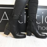 Μποτακια με Φαρδυ Tακουνι 7.5cm 9955 Μαυρο/Black