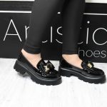 Loafers Λουστριν με Φιογκο και Αγραφα D2738 Black/Μαυρο